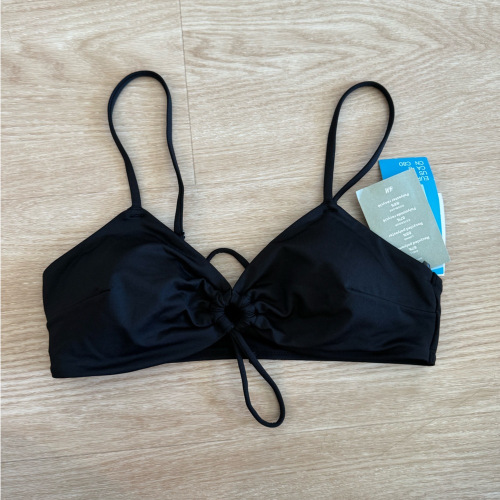 NWT Black Tie Front Swimsuit Bikini Top